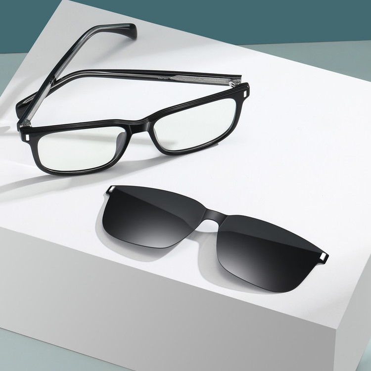 فریم عینک طبی مدل CG7201C01-P109 Polarized Double Switch به همراه کاور آفتابی