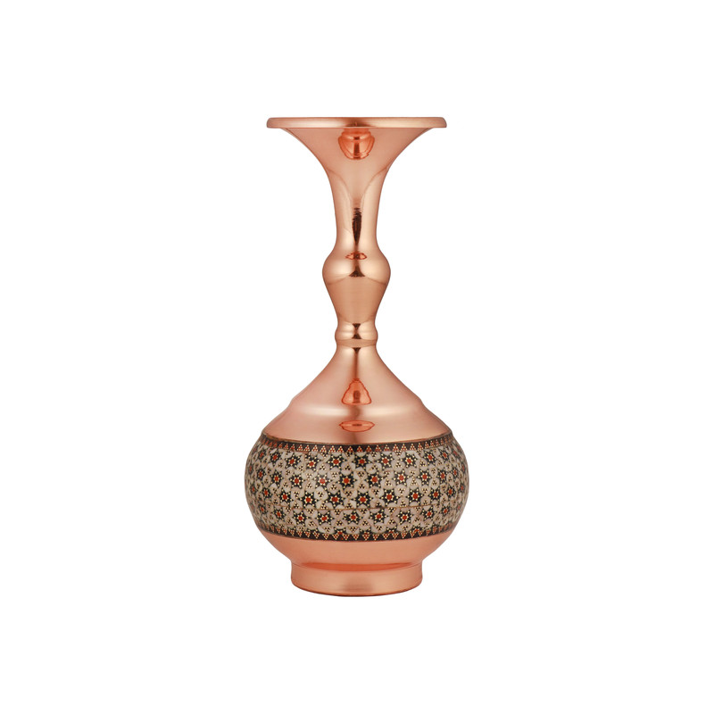 گلدان خاتم کاری مسی مدل شلغمی کد 320