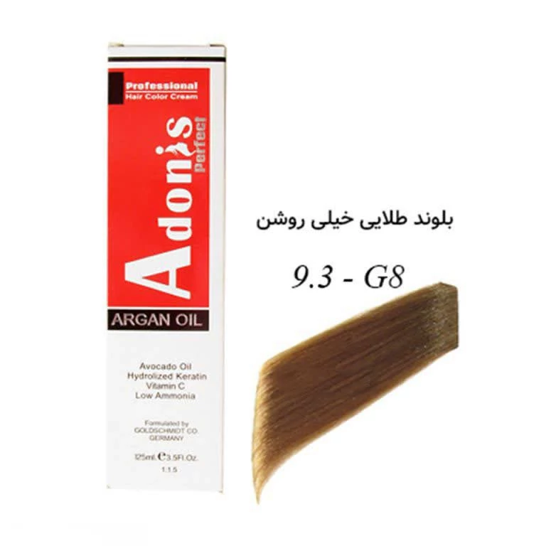 رنگ مو آدونیسG8بلوند طلایی خیلی روشن9.3