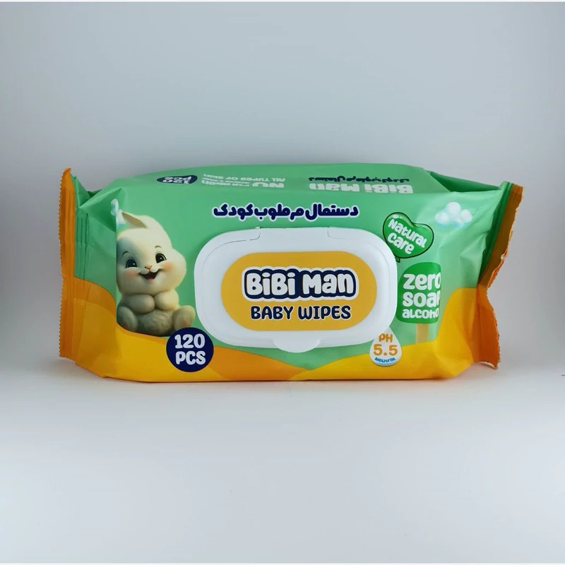 دستمال مرطوب کودک بی بی من سبز بسته 120 عددی