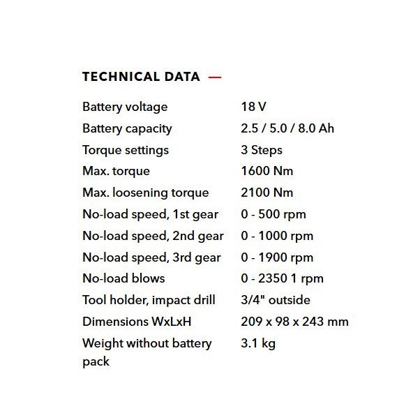 آچار ضربه ای شارژی فلکس مدل IW 3/4 1600 18-EC/5.0 Set