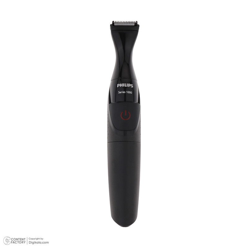 ماشین اصلاح موی صورت و بدن فیلیپس مدل MG1100، اصلاح به صورت تریمر، منبع انرژی باتری AA، تکنولوژی اصلاح به صورت برش مستقیم، به همراه برس تمیز کننده، سه عدد شانه و دو عدد سری، ضد آب و قابل شستشو، جنس تیغه از استیل ضد زنگ