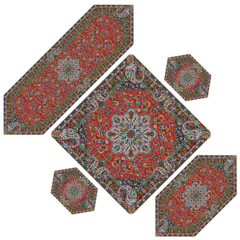 ست ۵ تکه رومیزی ترمه حسینی مدل پانیذ