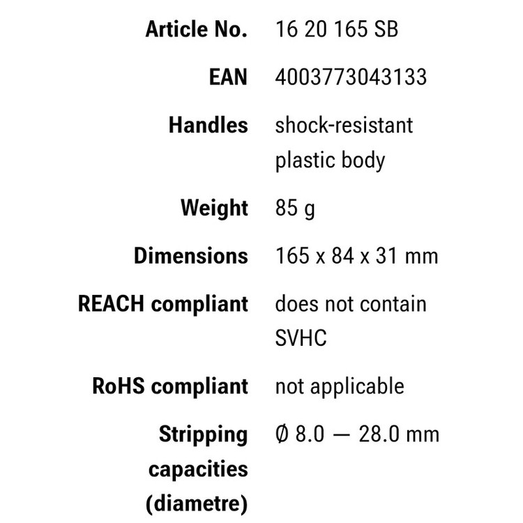 انبر کابل لخت کن کنیپکس مدل 1620165SB سایز 6 اینچ