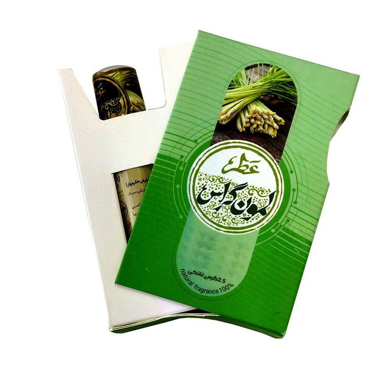عطر جیبی طیبستان مدل لمون گراس طرح غلطکی کد 102477 حجم 2.5 میلی لیتر