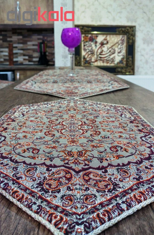 ست 5 تکه رومیزی ترمه طرح شاه عباسی کد 33