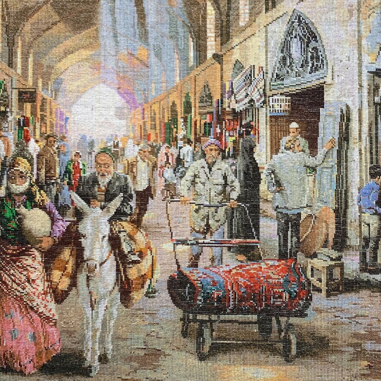 تابلو فرش دستباف مدل بازار مسگران اصفهان کد 179659