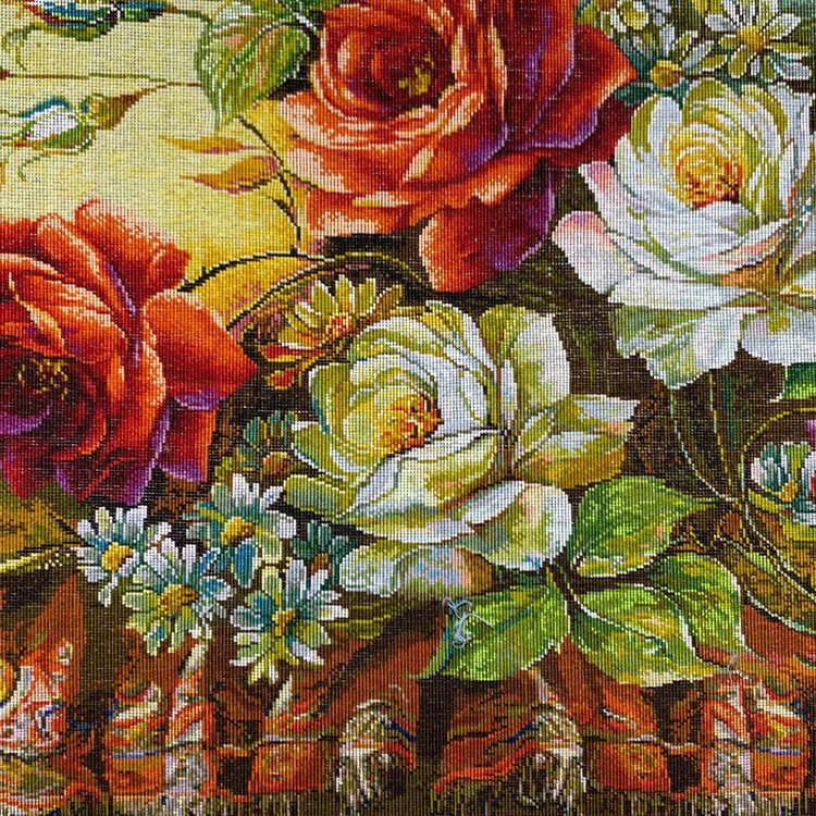 تابلو فرش دستباف مدل گل رز و ترمه عرضی کد 298.299