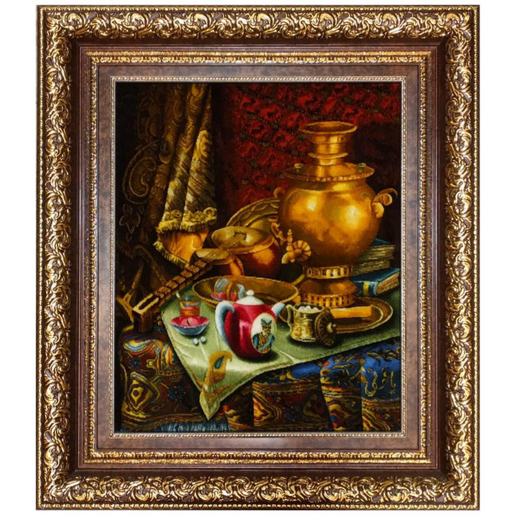 تابلو فرش دستباف طرح سماور و قوری کد 9810042