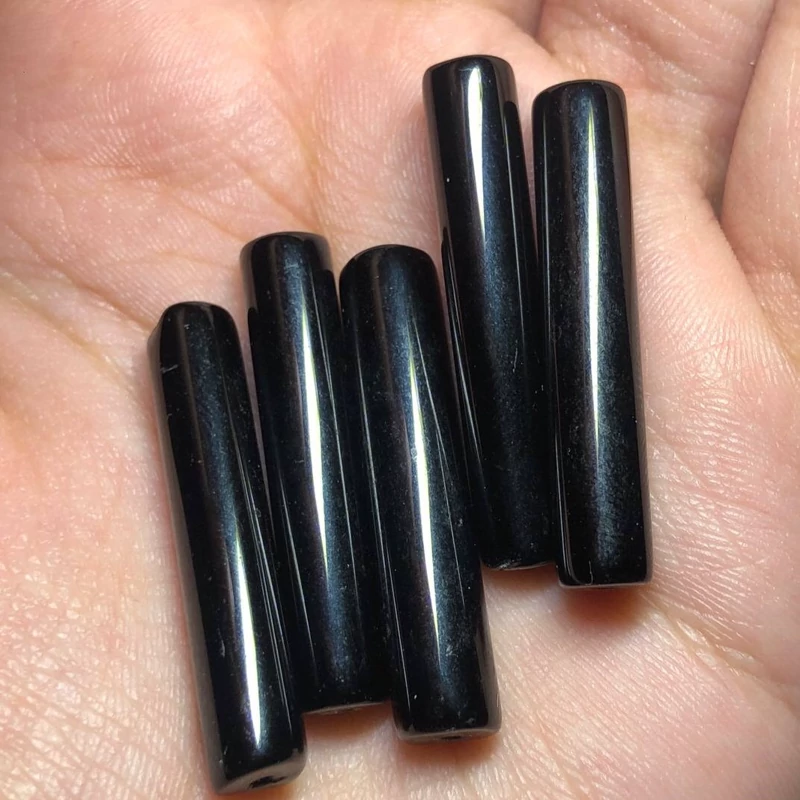 مهره سنگ اونیکس تراش لوله ای سوراخ دار صد در صد طبیعی کد 266