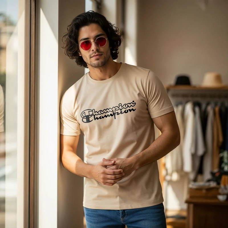 تیشرت  کرم رنگ پنبه ای مدل14040321f  کرم