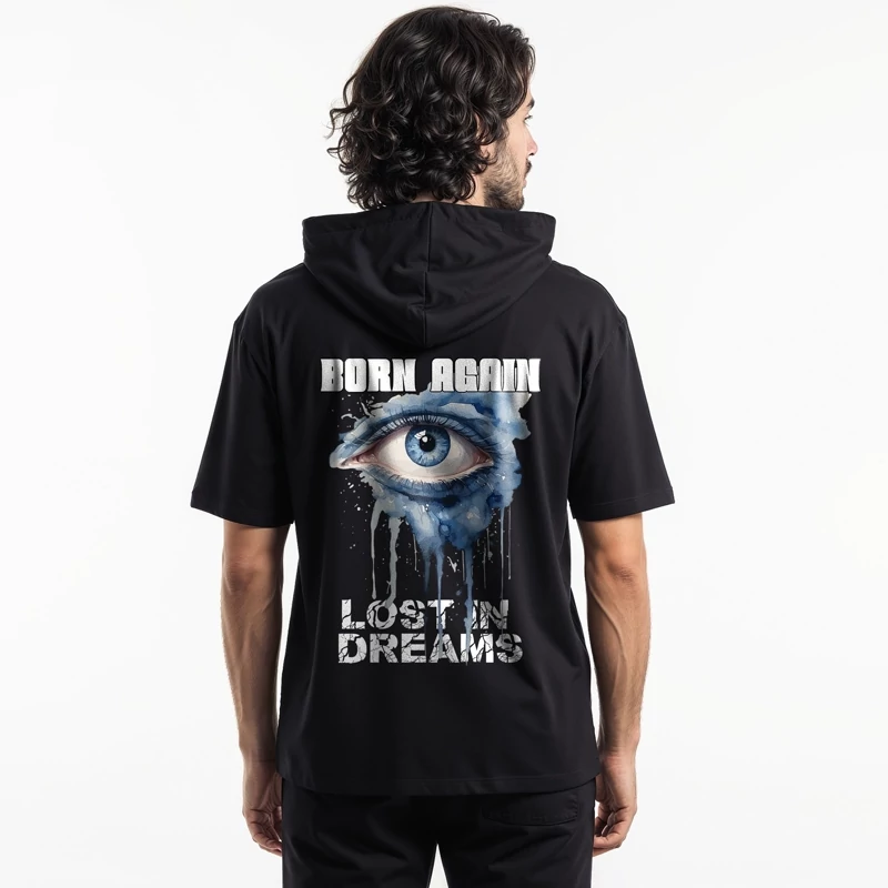 تیشرت کلاه دار مشکی  پنبه ای مدل 14040304a مشکی