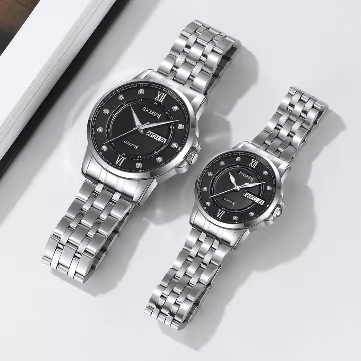 ست ساعت مچی عقربه ای زنانه و مردانه اسکمی مدل 2084-2085 SIBK