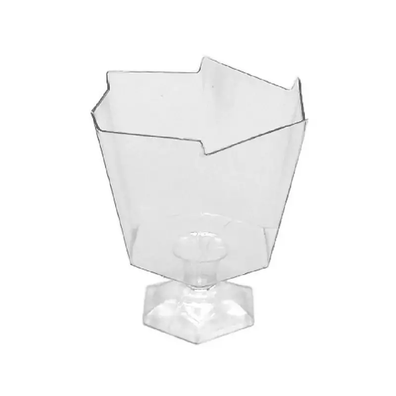 جام یا لیوان دسری ژله طرح 6 گوش پایه دار(بسته 10 عددی)