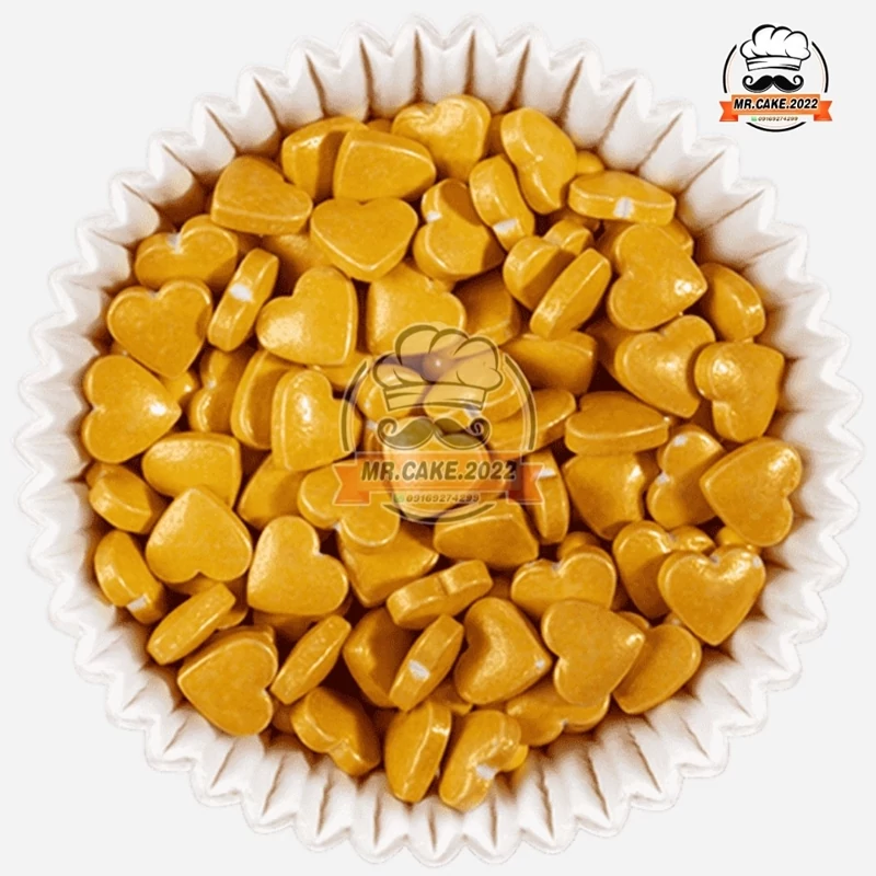 ترافل خوراکی تزئین کیک قلب طلایی 40 گرمی