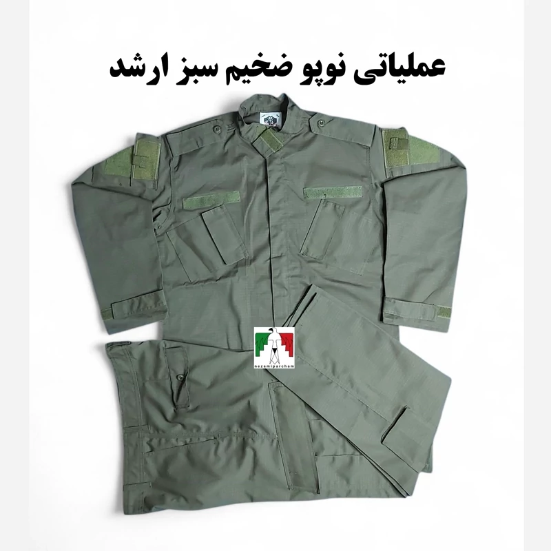 لباس عملیاتی نوپو ضخیم سبز ارشد لباس تاکتیکال عملیاتی یقه چسبی یگان زیپدار جیب کج درجه یک لباس مردانه نظامی طبیعتگردی