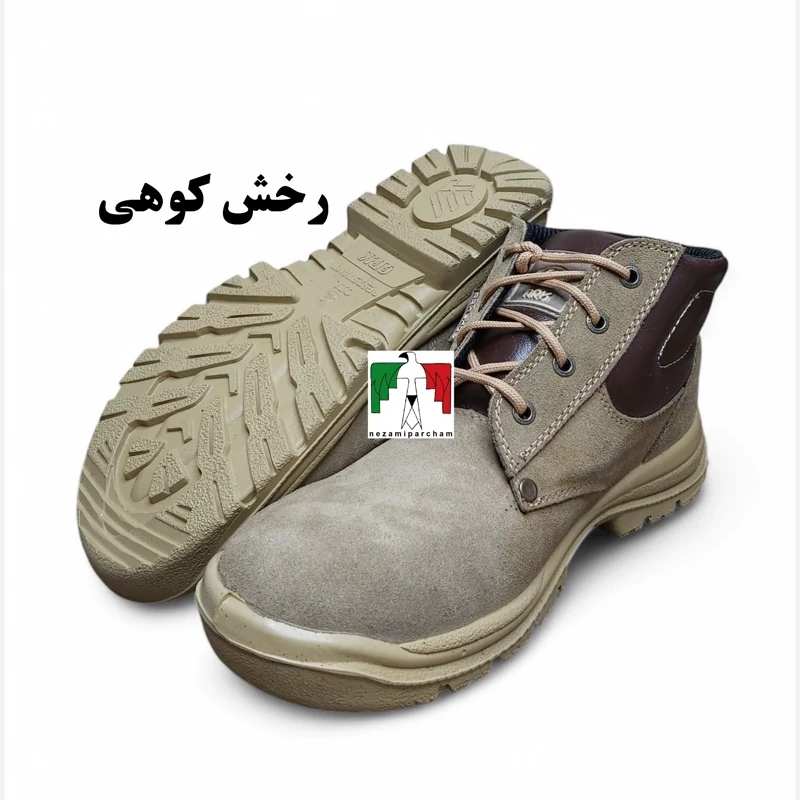 کفش کوهنوردی رخش کوهی چرم اعلا تبریز نیم بوت مردانه کوهنوردی کار و طبیعت گردی کفش کوهپیمایی و کمپینگ محکم مقاوم سبک طبی