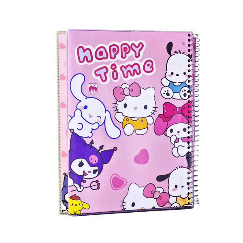 دفتر مشق 100 برگ آلما مدل حاشیه دار کرومی طرح HAPPY TIME کد 7122
