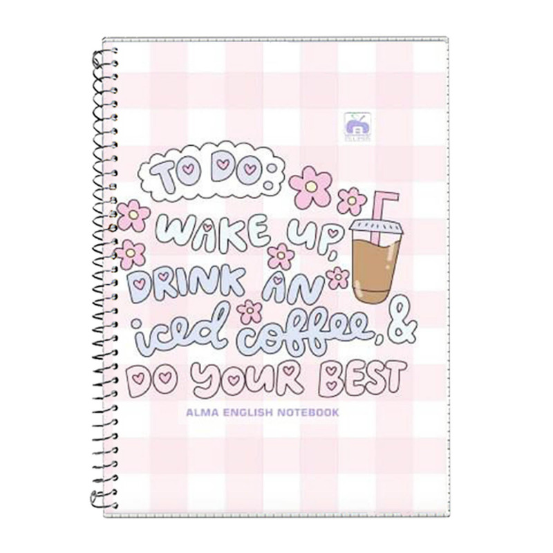 دفتر زبان 60 برگ آلما طرح COFFEE مدل دو خط کد 7632
