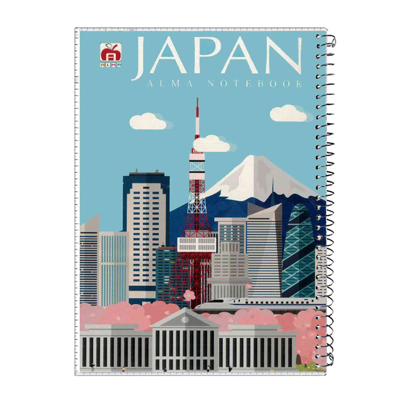 دفتر مشق 60 برگ آلما طرح JAPAN مدل طلقی کد 7612