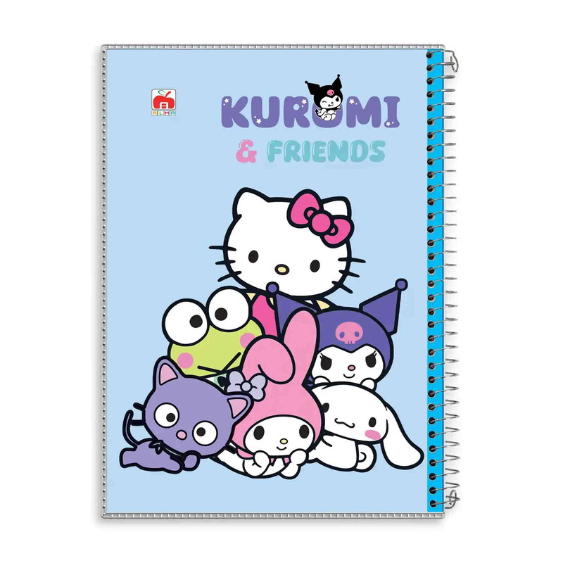 دفتر مشق 100 برگ آلما طرح KUROMI & FRIENDS مدل طلقی کد 7127