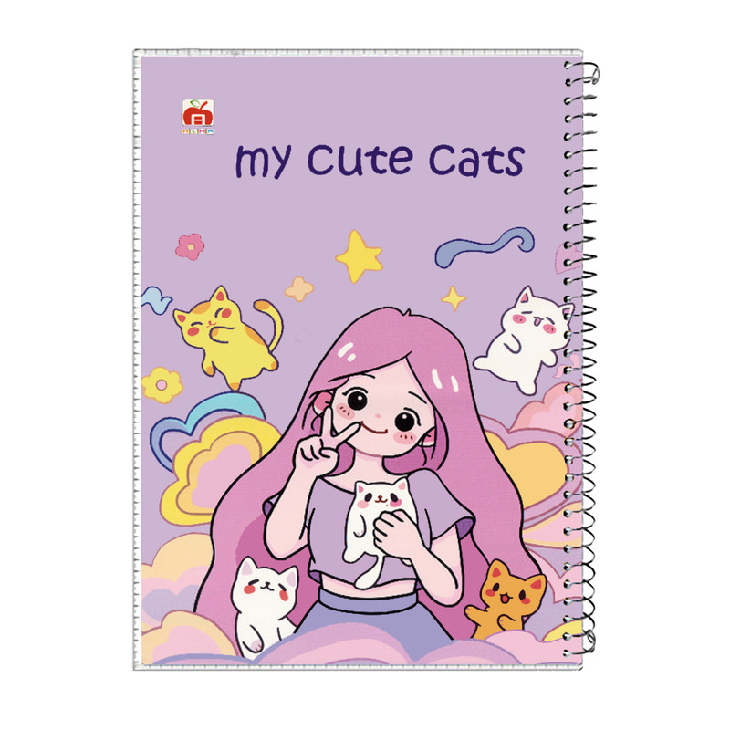 دفتر مشق 80 برگ آلما طرح CUTE CATS مدل طلقی کد 7817