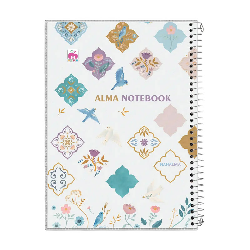 دفتر مشق 60 برگ آلما طرح BIRDS &amp; FLOWERS مدل طلقی کد 7616
