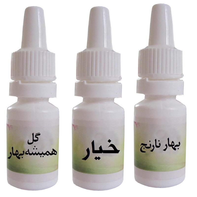 اسانس شمع مدل گل همیشه بهار و خیار و بهار نارنج حجم 10 میلی لیتر بسته 3 عددی