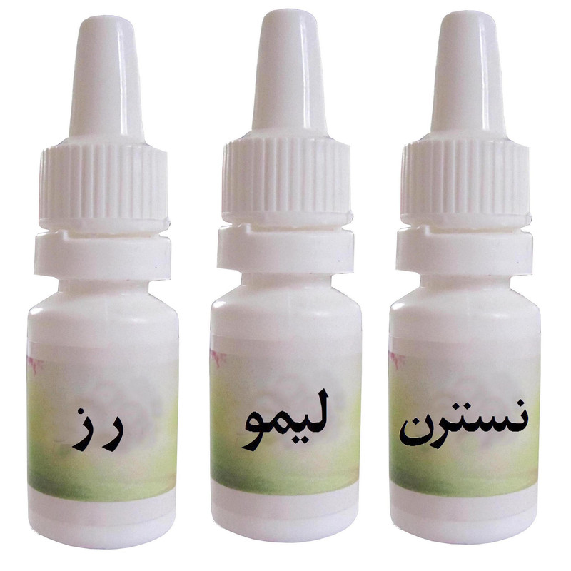 اسانس شمع مدل لیمو و نسترن و رز حجم 10 میلی لیتر بسته 3 عددی