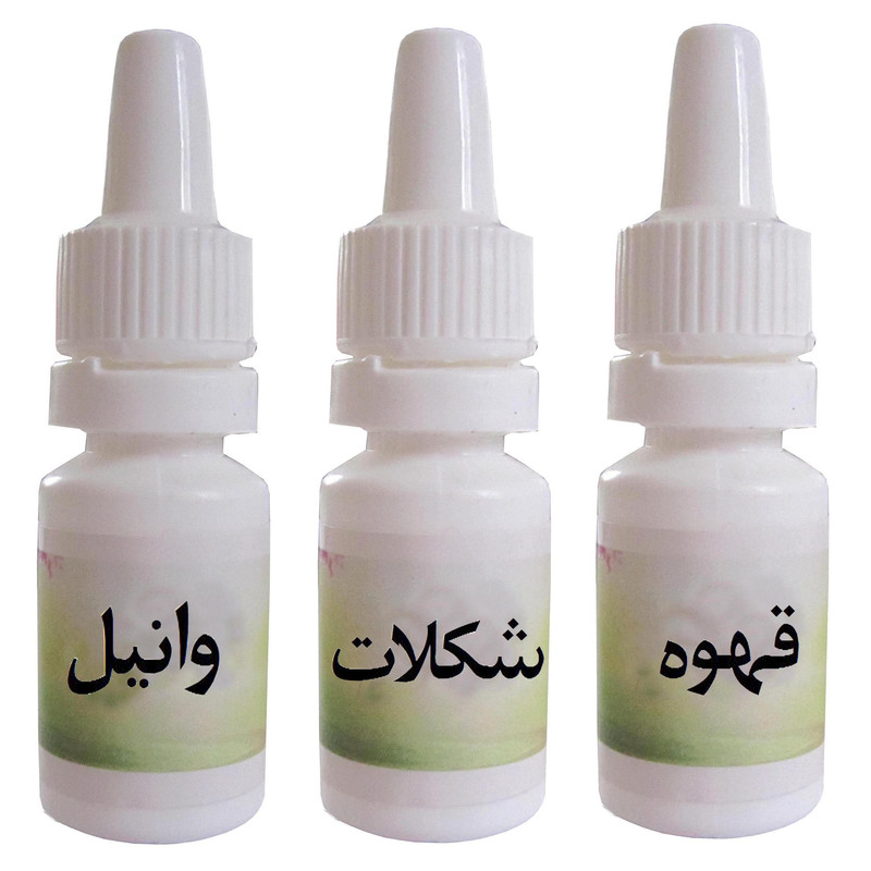 اسانس شمع مدل وانیل و شکلات و قهوه حجم 10 میلی لیتر بسته 3 عددی