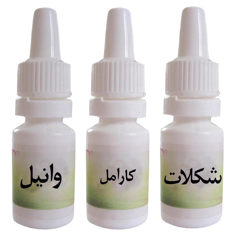 اسانس شمع مدل شکلات و کارامل و وانیل حجم 10 میلی لیتر بسته 3 عددی