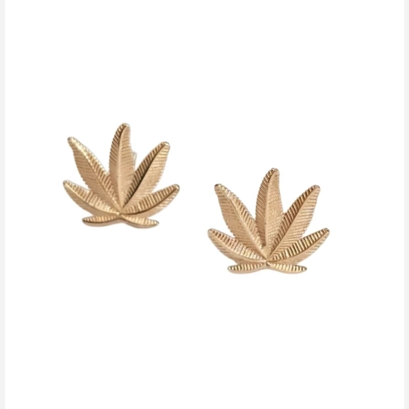 گوشواره میخی طلا 18عیار برگ