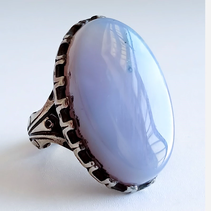 انگشتر عقیق کبود یمنی درشت و غول