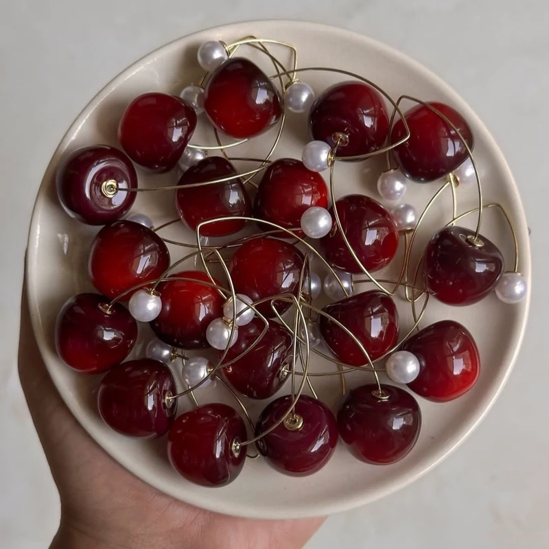 گوشواره گیلاس و مروارید بسیار شیگ