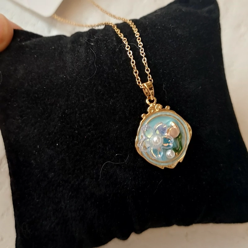 گردنبند میناکاری استیل طرح گل