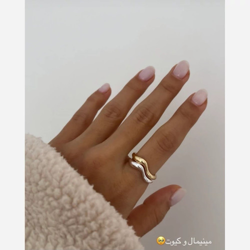 پک انگشترمینیمال سیلور و گلد