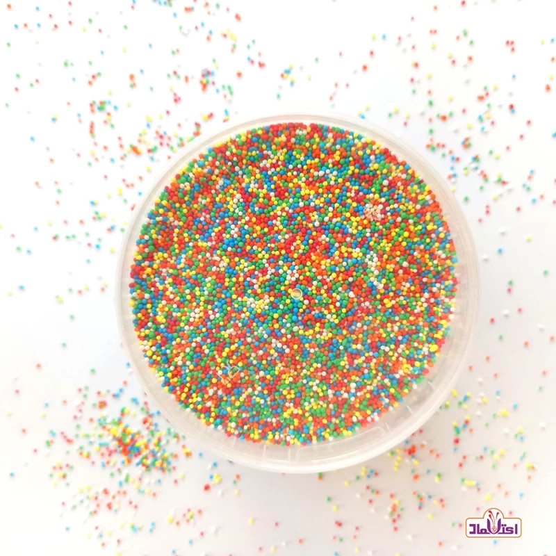 ترافل توپی رنگی 100 گرمی اعتماد تازه و بسته بندی سطلی