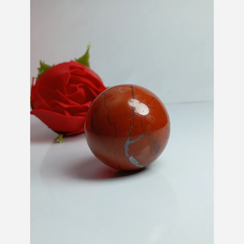 گوی سنگ جاسپر سرخ طبیعی زیبا درشت