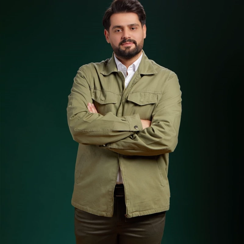 کاپشن کتان  چهار جیب بهاره مدل سفیر رنگ سبزکدkc11046