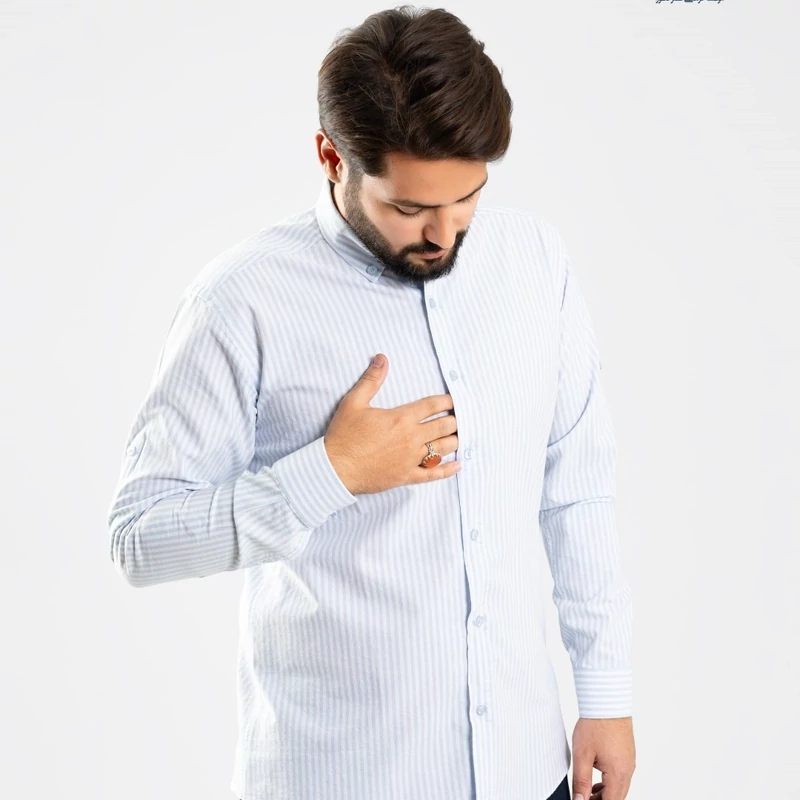 پیراهن مردانه رنگی اسپرت یقه انگلیسی کدpc11075