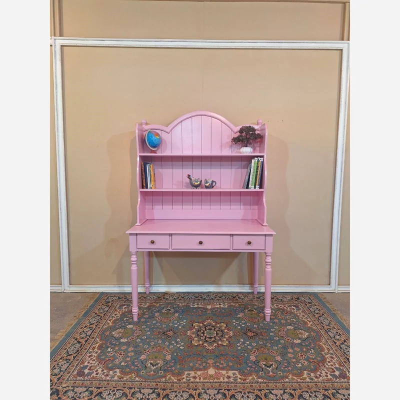 میز تحریر دخترانه کتابخانه دار صورتی (پس کرایه)