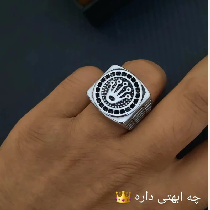انگشتر مردانه طرح رولکس استیل رنگ صددرصد ثابت