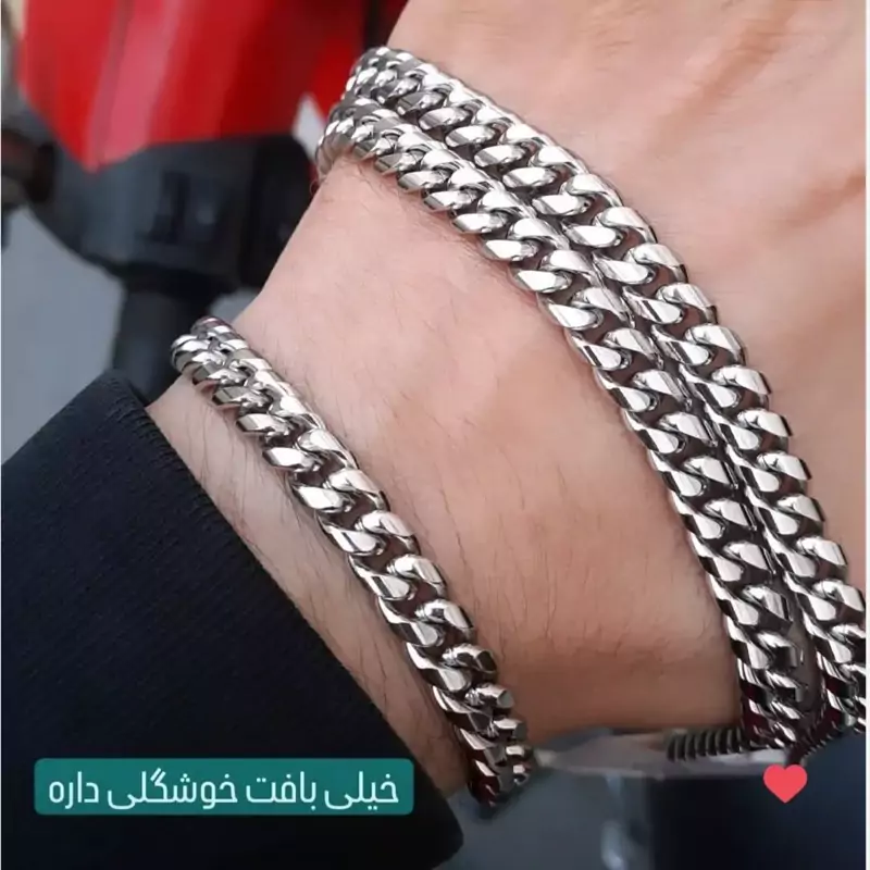زنجیر و دستبند کارتیه ست استیل مردانه رنگ ثابت