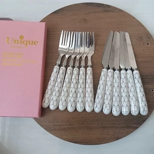 چاقو و چنگال میوه خوری دسته سرامیکی یونیک طرح دار
