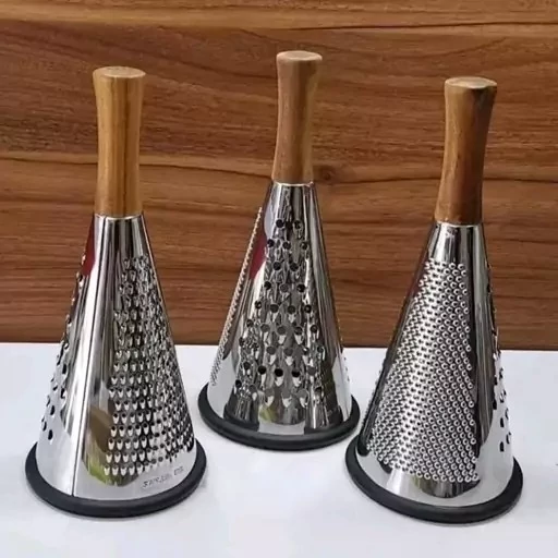 رنده استیل سه تیغه دسته چوبی سایز بزرگ خارجی