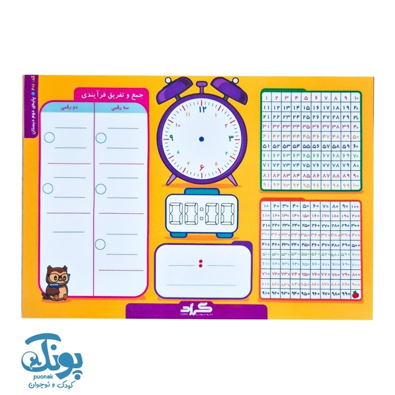 تخته کار ریاضی یار دوم لمینت وایت بردی گراد