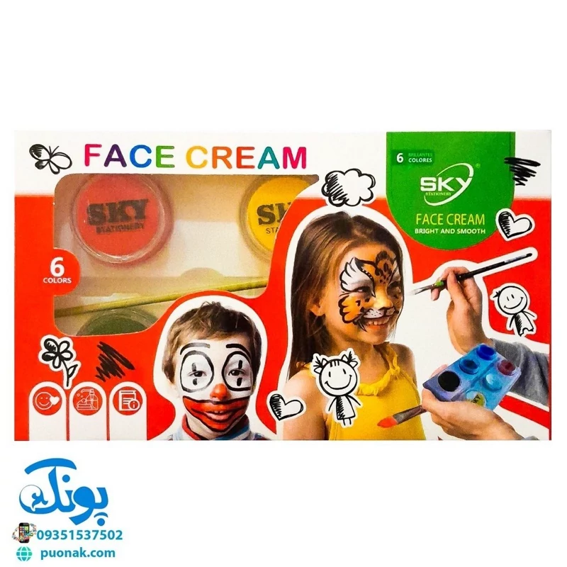 کرم گریم صورت کودک 6 رنگ اسکای