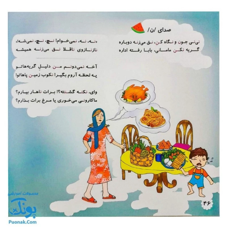 کتاب ترانه های صداهای گفتار (یادگیری صداهای گفتار با شعر از سری آموزش گفتار و زبان) نشر آموزش - پونک