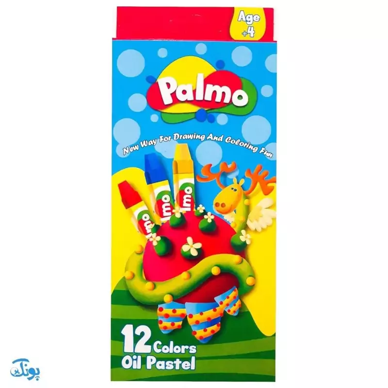 پاستل روغنی 12 رنگ جعبه مقوایی پالمو (مداد شمعی) palmo