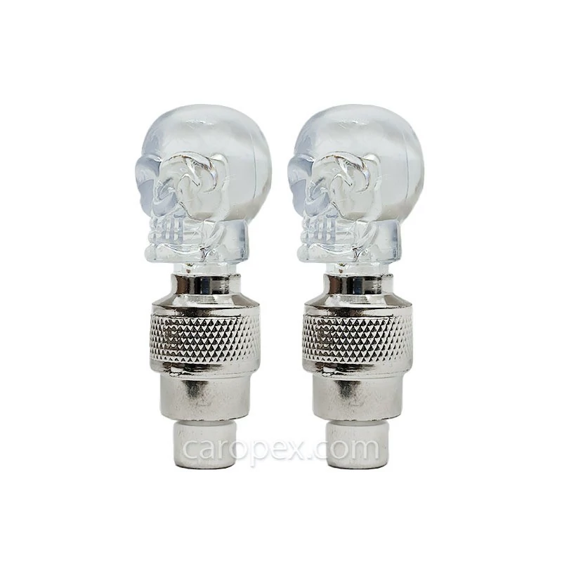 سر والف چراغ دار چند رنگ طرح اسکلتی قابل نصب بر روی دوچرخه،موتور سیکلت،خودرو و هر نوع وسیله ای که دارای والف بادی میباشد